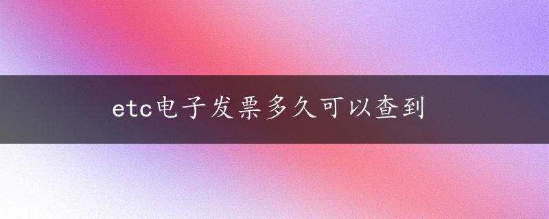 etc电子发票多久可以查到