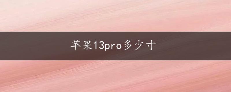 苹果13pro多少寸