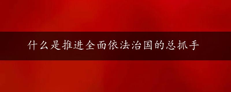 什么是推进全面依法治国的总抓手