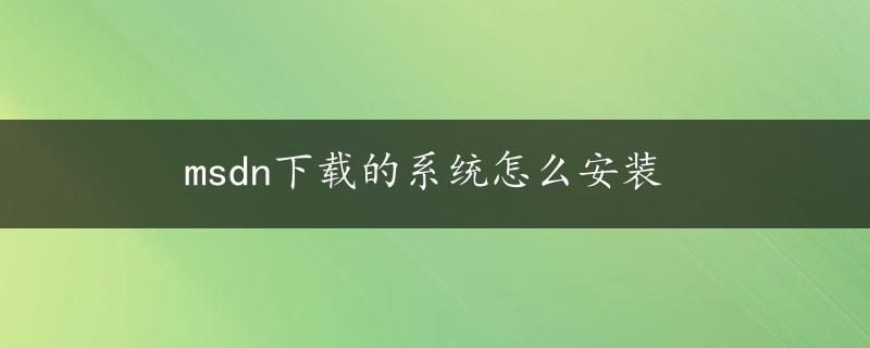 msdn下载的系统怎么安装