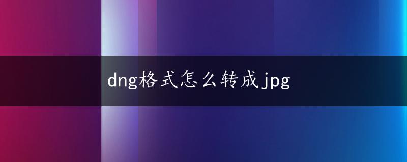 dng格式怎么转成jpg