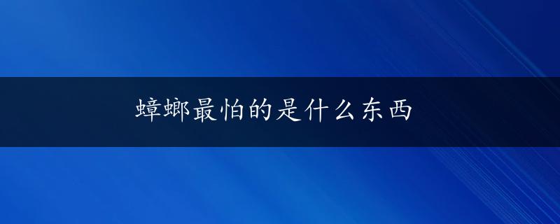 蟑螂最怕的是什么东西