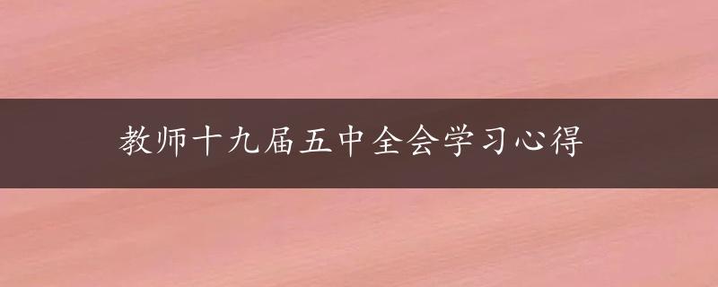 教师十九届五中全会学习心得