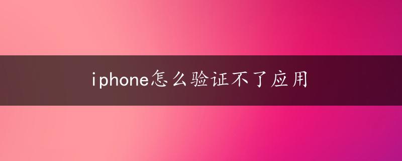 iphone怎么验证不了应用