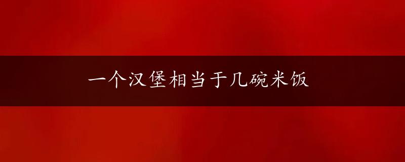 一个汉堡相当于几碗米饭