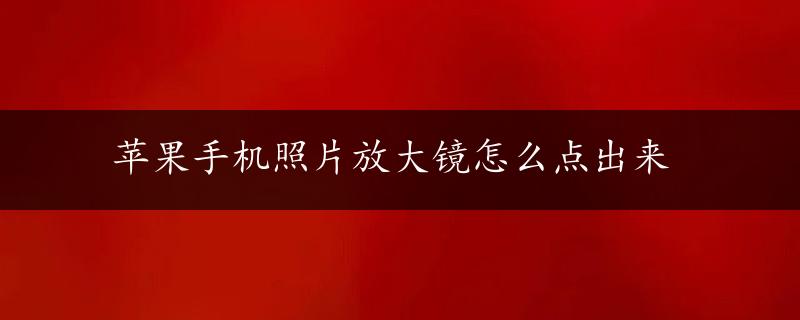 苹果手机照片放大镜怎么点出来