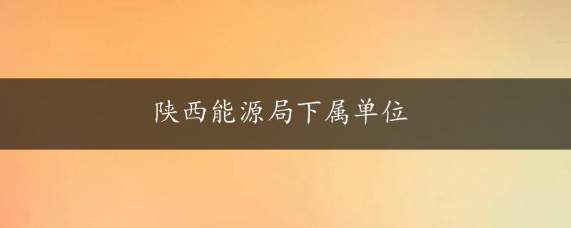 陕西能源局下属单位