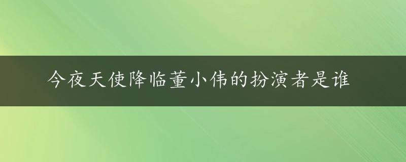 今夜天使降临董小伟的扮演者是谁