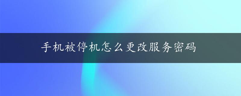 手机被停机怎么更改服务密码