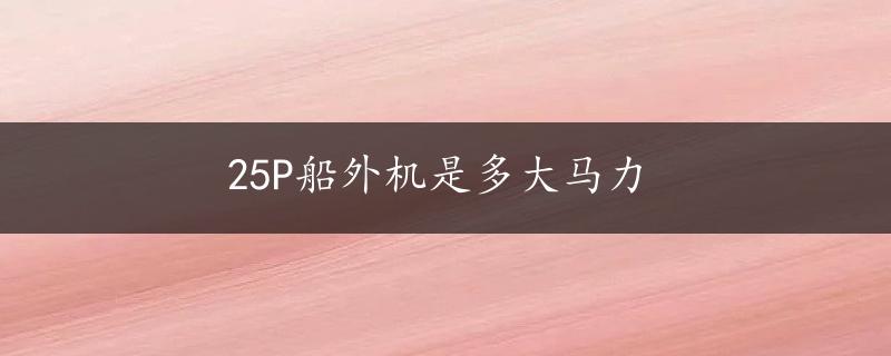 25P船外机是多大马力