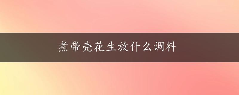 煮带壳花生放什么调料