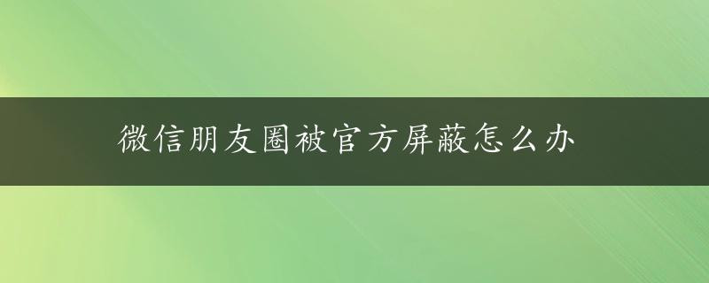 微信朋友圈被官方屏蔽怎么办