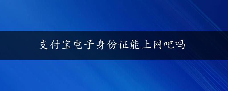 支付宝电子身份证能上网吧吗