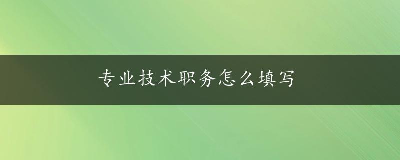 专业技术职务怎么填写