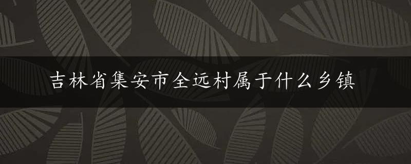 吉林省集安市全远村属于什么乡镇