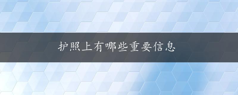 护照上有哪些重要信息