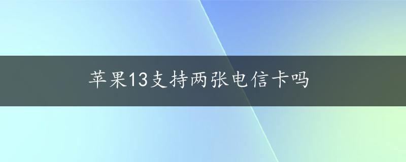 苹果13支持两张电信卡吗