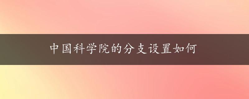 中国科学院的分支设置如何