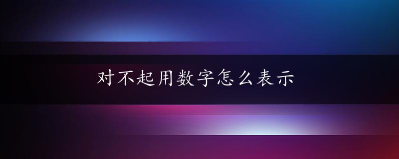 对不起用数字怎么表示