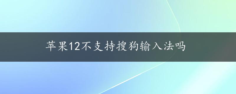 苹果12不支持搜狗输入法吗