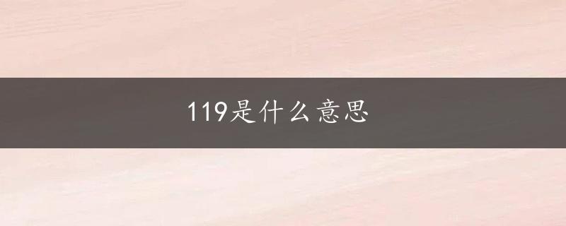 119是什么意思