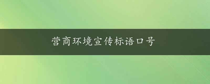 营商环境宣传标语口号