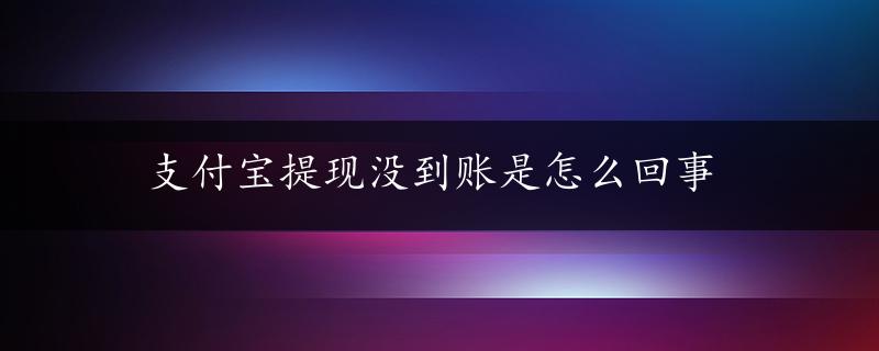 支付宝提现没到账是怎么回事