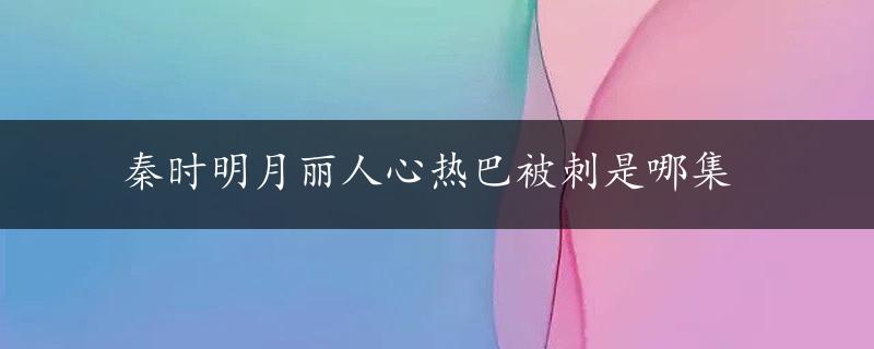 秦时明月丽人心热巴被刺是哪集