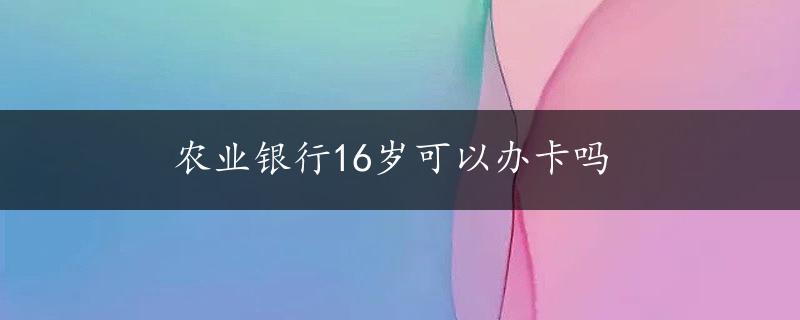 农业银行16岁可以办卡吗