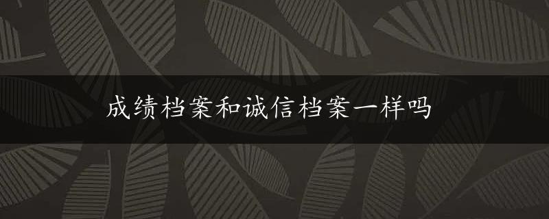 成绩档案和诚信档案一样吗