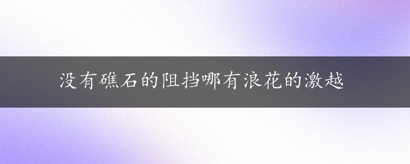 没有礁石的阻挡哪有浪花的激越