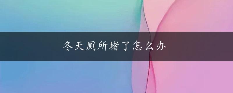 冬天厕所堵了怎么办