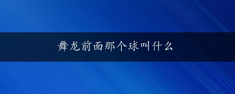 舞龙前面那个球叫什么