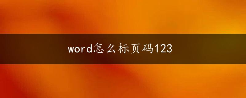 word怎么标页码123