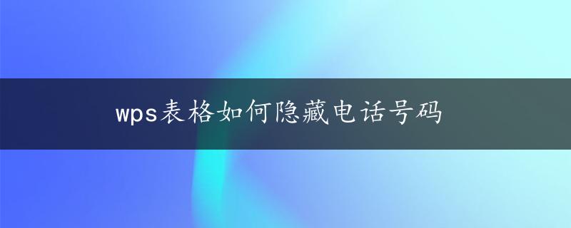 wps表格如何隐藏电话号码