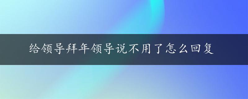 给领导拜年领导说不用了怎么回复