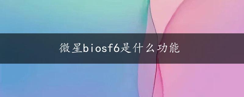 微星biosf6是什么功能