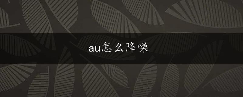 au怎么降噪