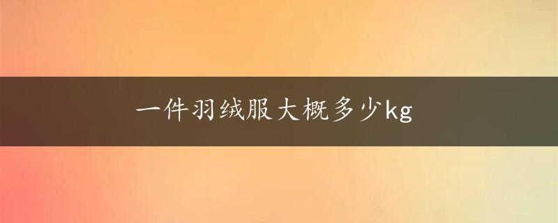 一件羽绒服大概多少kg