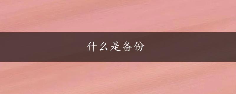 什么是备份