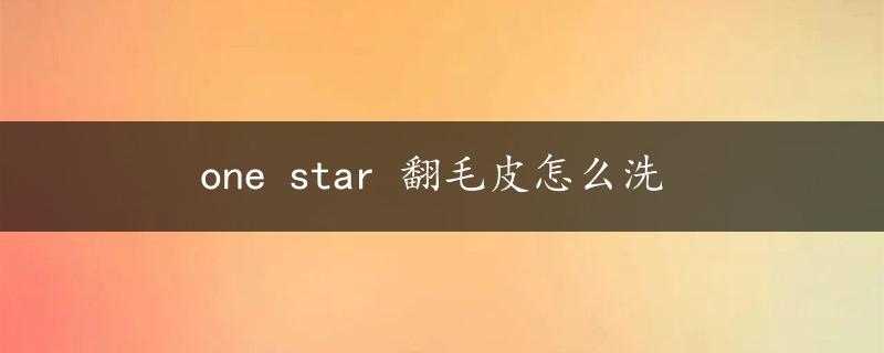 one star 翻毛皮怎么洗