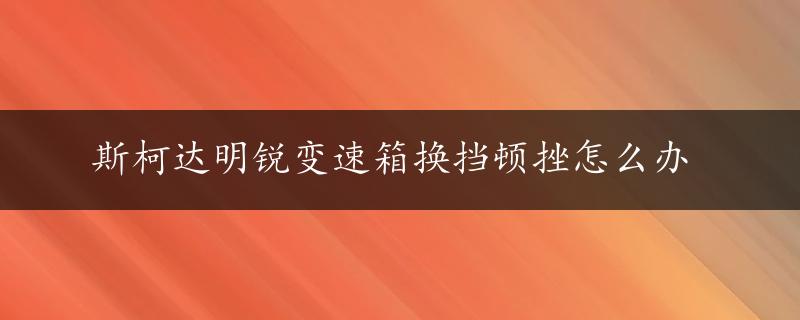 斯柯达明锐变速箱换挡顿挫怎么办