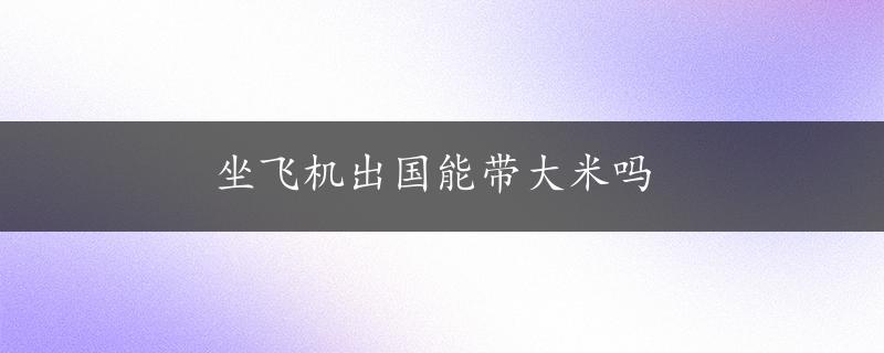 坐飞机出国能带大米吗