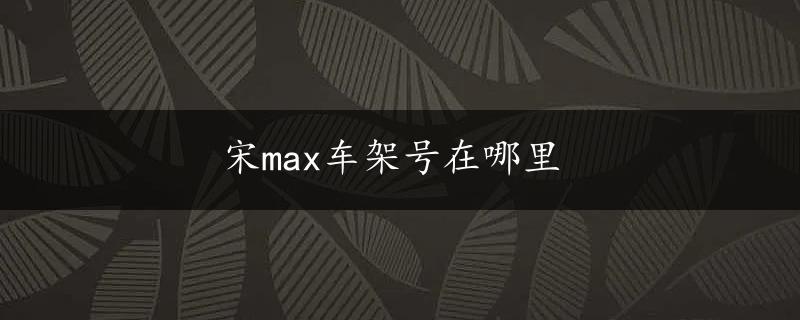 宋max车架号在哪里