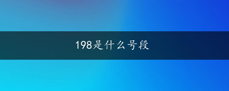 198是什么号段