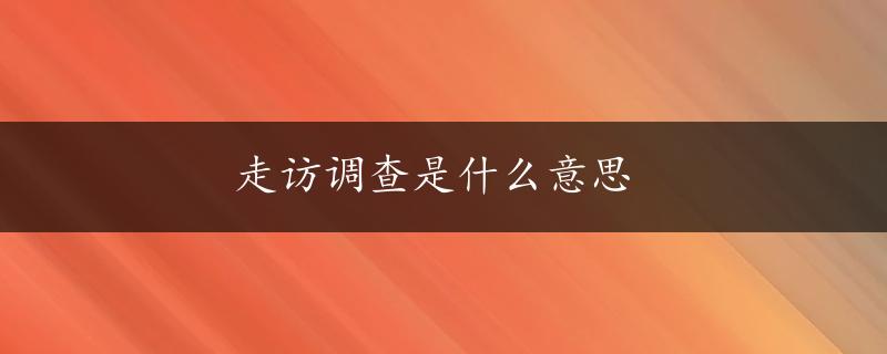 走访调查是什么意思