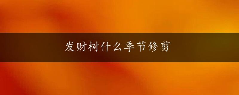 发财树什么季节修剪