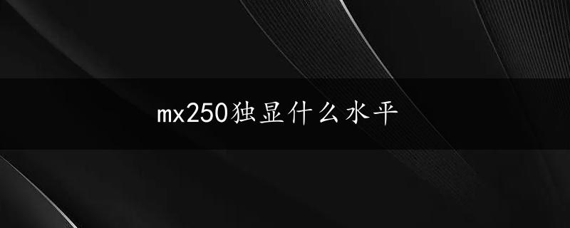 mx250独显什么水平