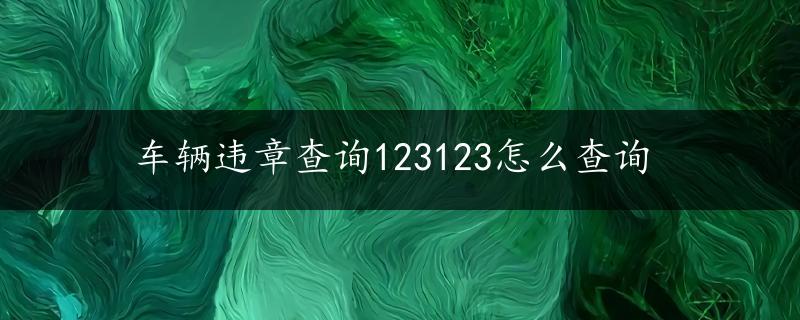 车辆违章查询123123怎么查询