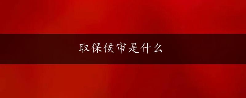 取保候审是什么